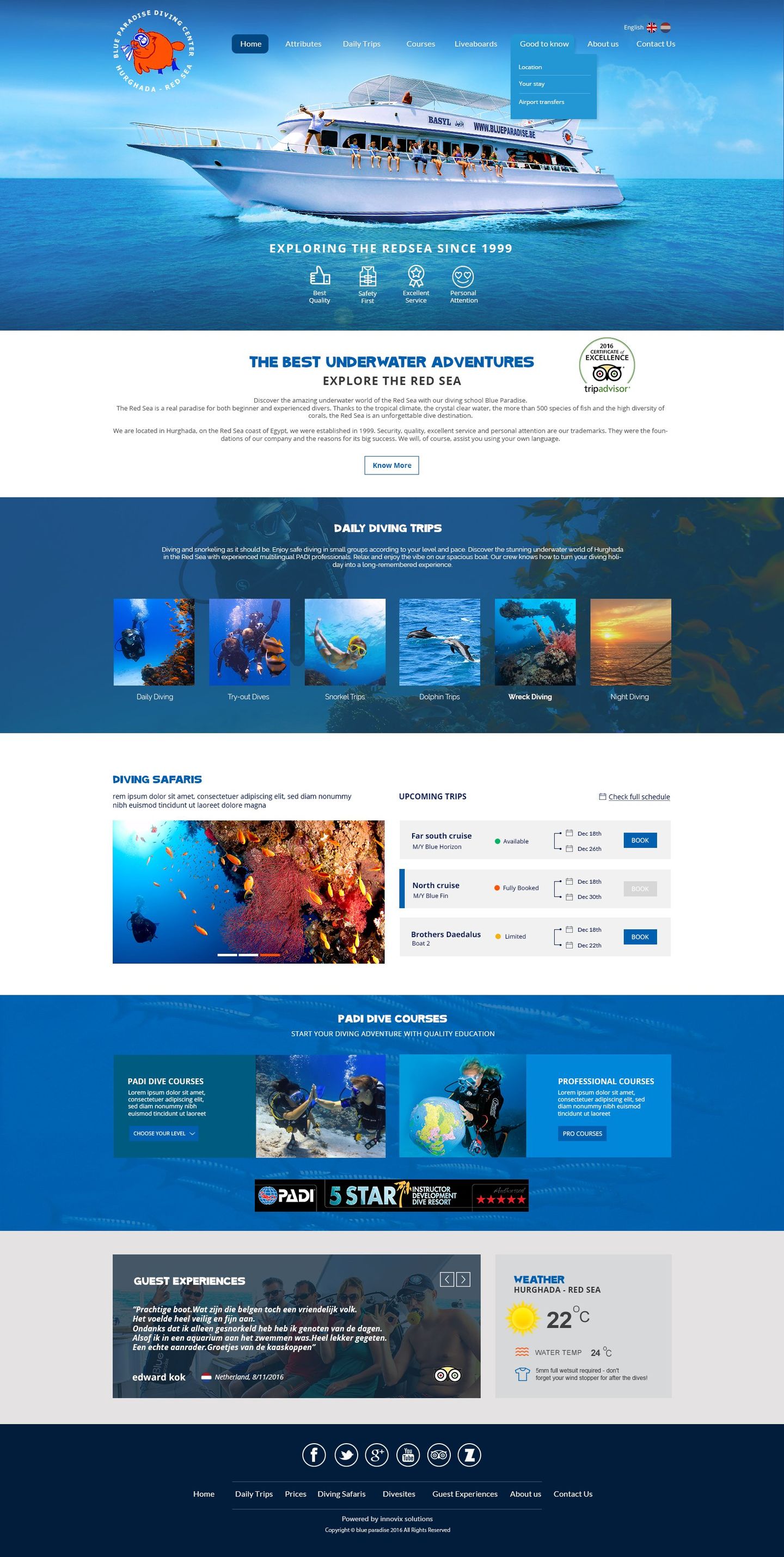 Blue Paradise Diving Center Website